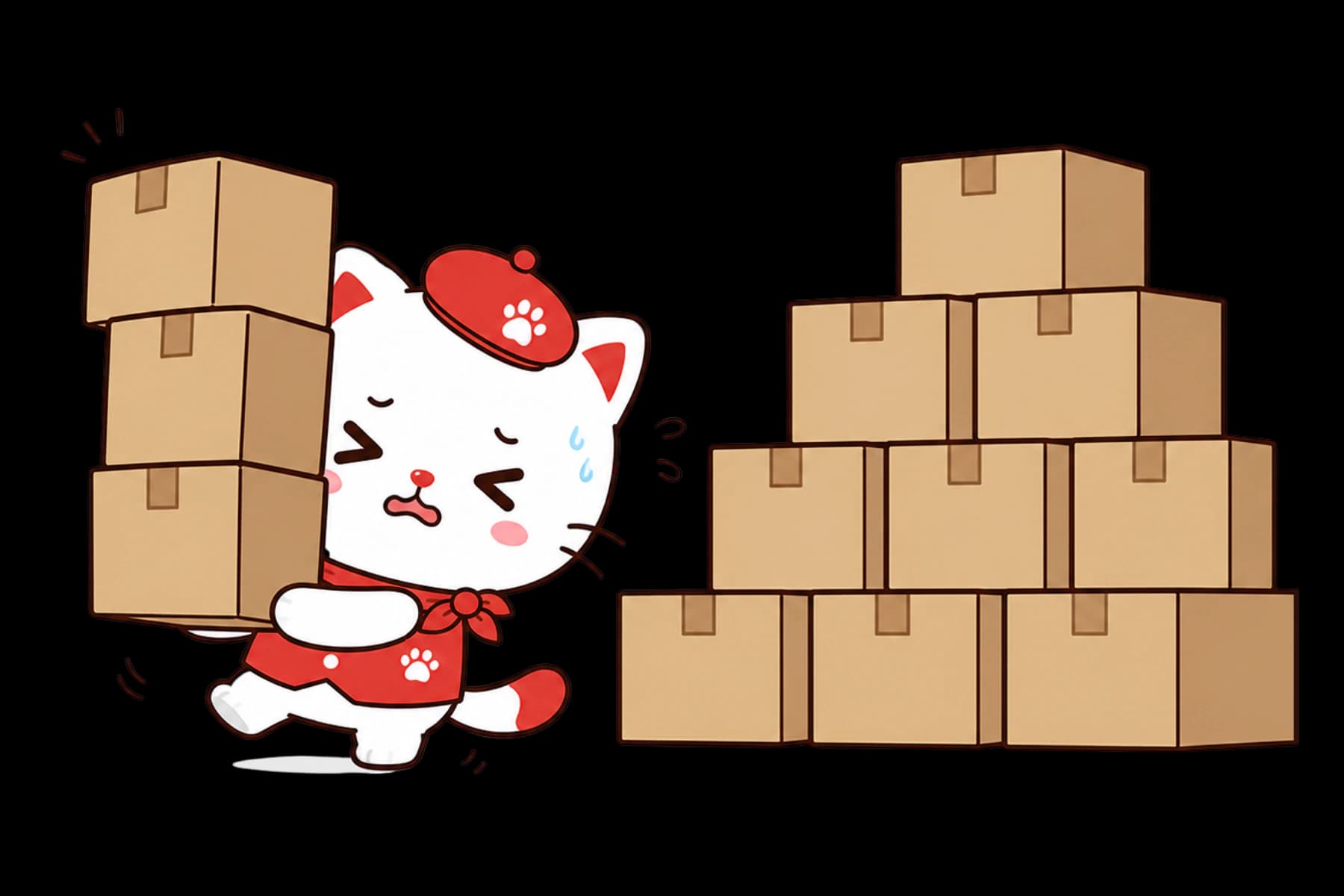 Maskot kuy.jastipchina membawa paket